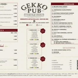 Gekko Pub Szombathely - Étlap/itallap
